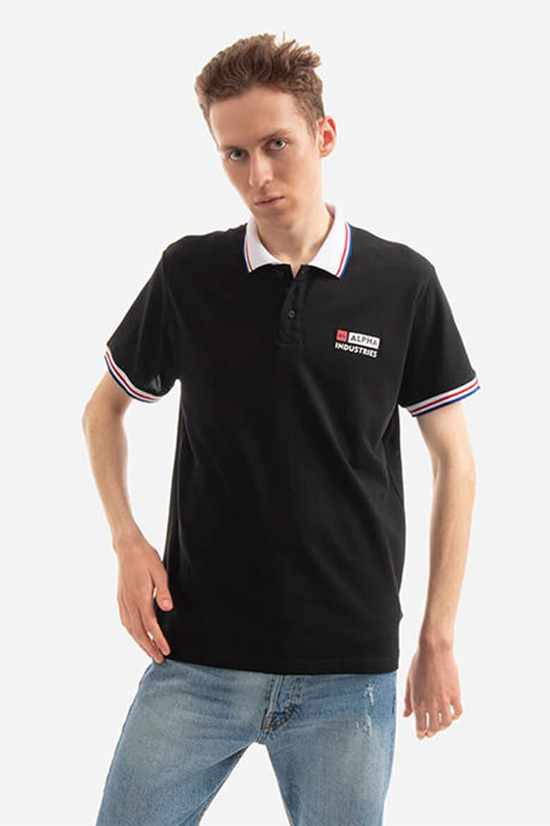 ALPHA INDUSTRIES Tricou polo din pique cu guler si mansete contrastante - Pled.ro