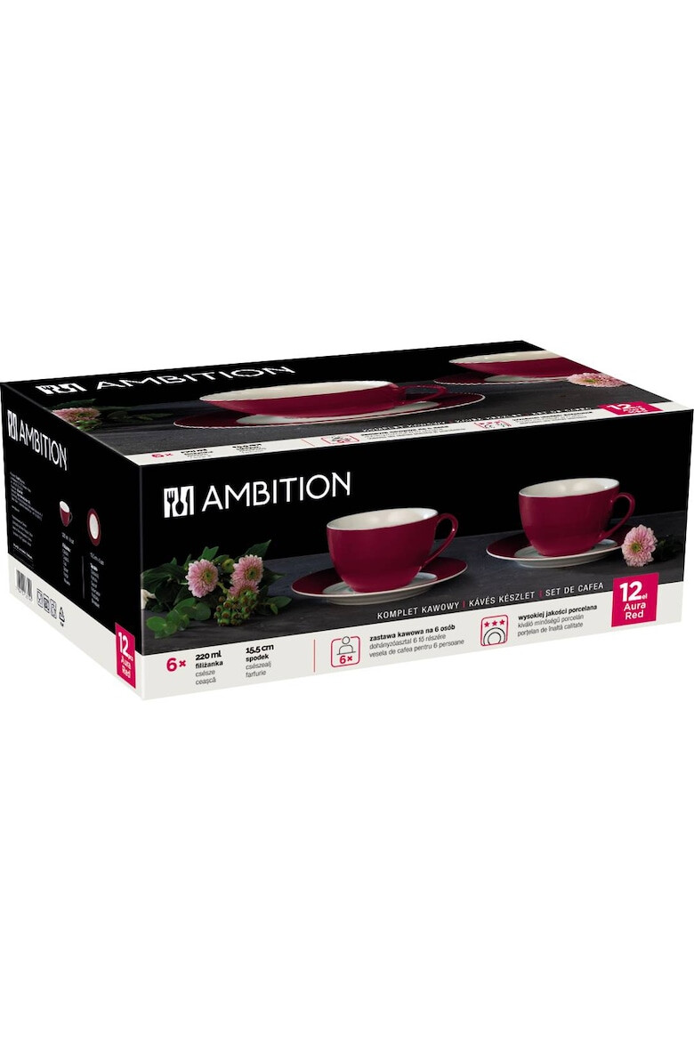 Ambition Set cafea/ceai Aura Red 12 piese - Pled.ro