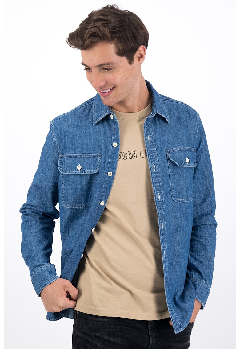 American Eagle Camasa de denim cu buzunare aplicate - Pled.ro