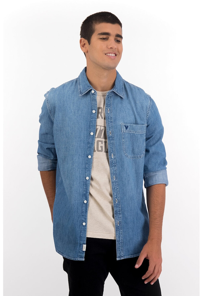 American Eagle Camasa slim fit de denim cu buzunar pe piept - Pled.ro