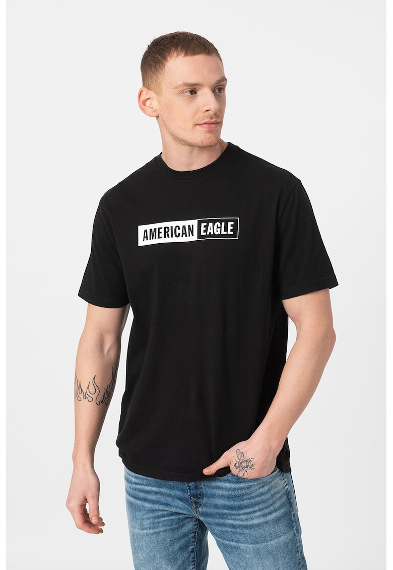 American Eagle Tricou cu decolteu la baza gatului si imprimeu logo - Pled.ro