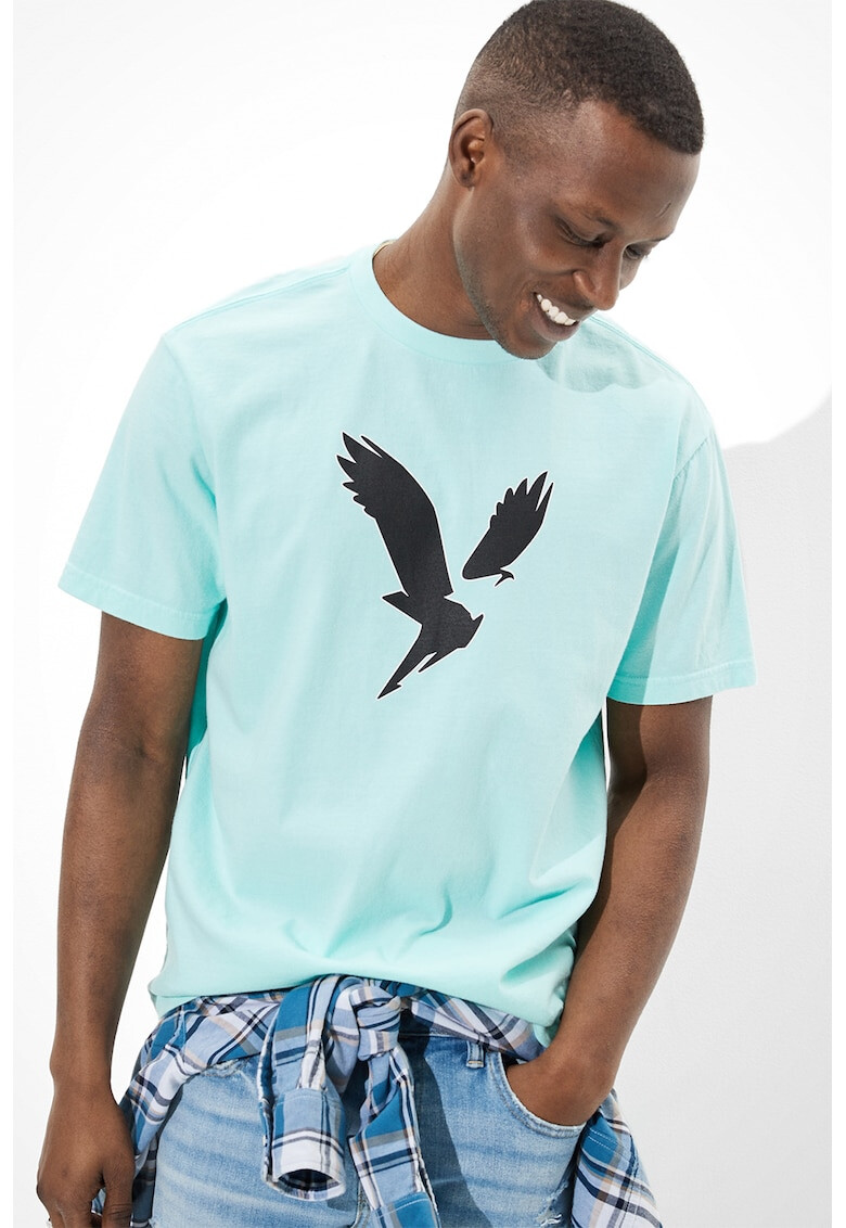 American Eagle Tricou cu decolteu la baza gatului si imprimeu logo - Pled.ro