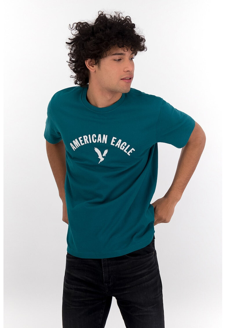 American Eagle Tricou cu decolteu la baza gatului si imprimeu logo - Pled.ro