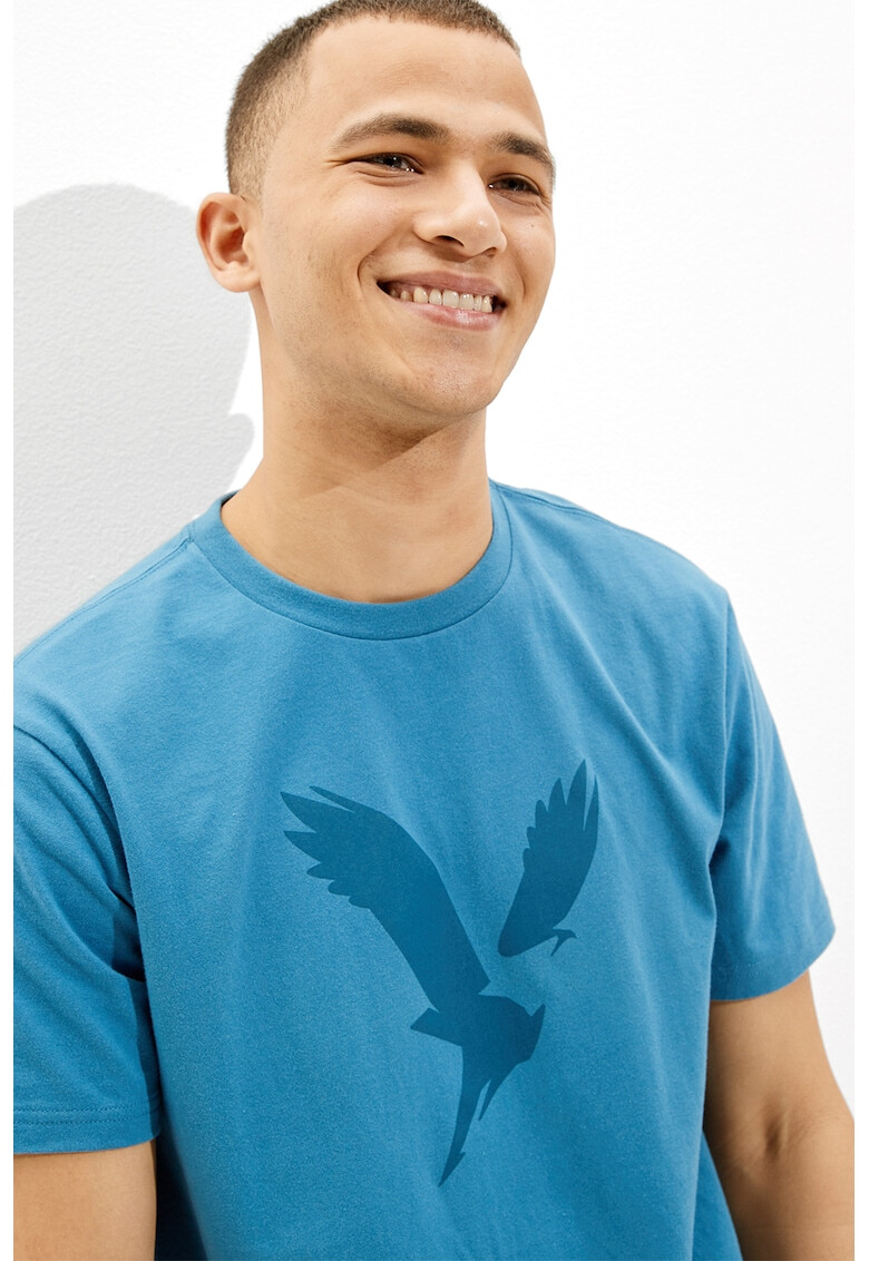 American Eagle Tricou cu decolteu la baza gatului si imprimeu logo contrastant - Pled.ro