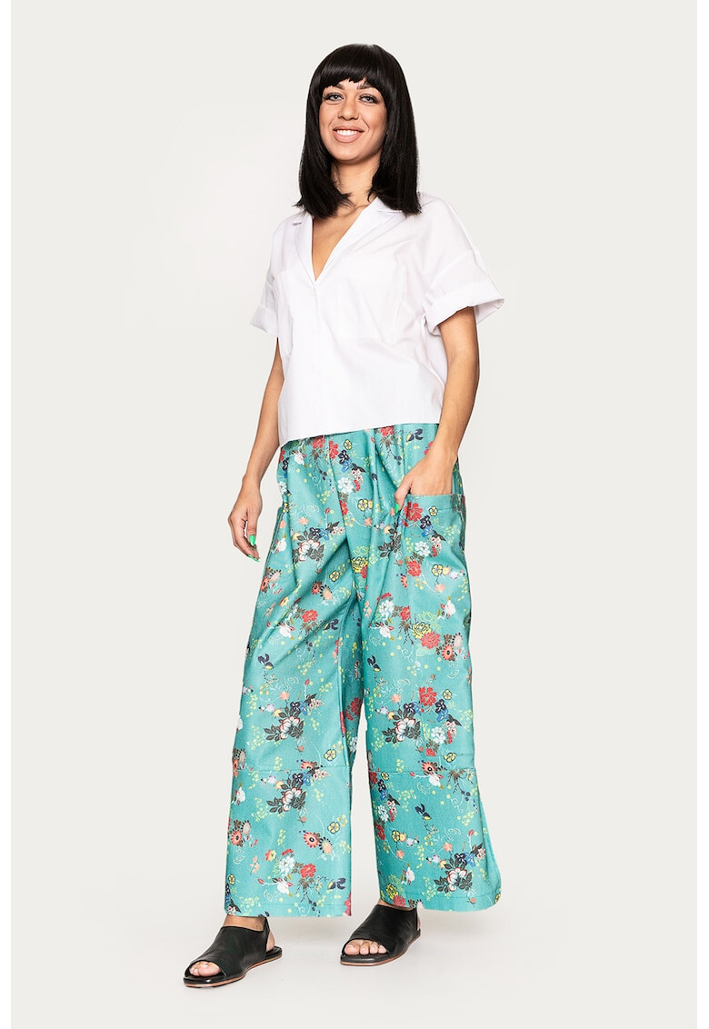 Antonia M Pantaloni crop ampli cu imprimeu floral - Pled.ro