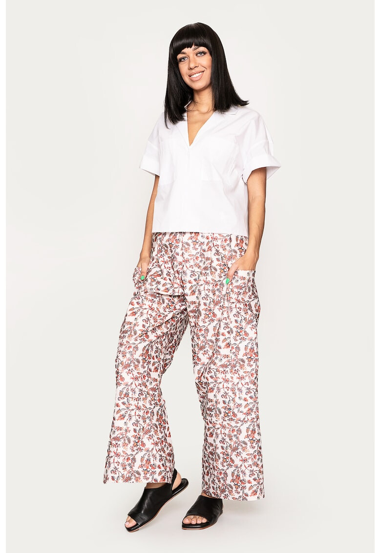 Antonia M Pantaloni crop ampli cu imprimeu floral - Pled.ro