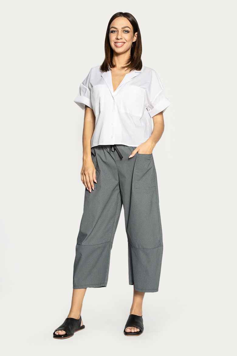 Antonia M Pantaloni crop din bumbac cu snur de ajustare - Pled.ro