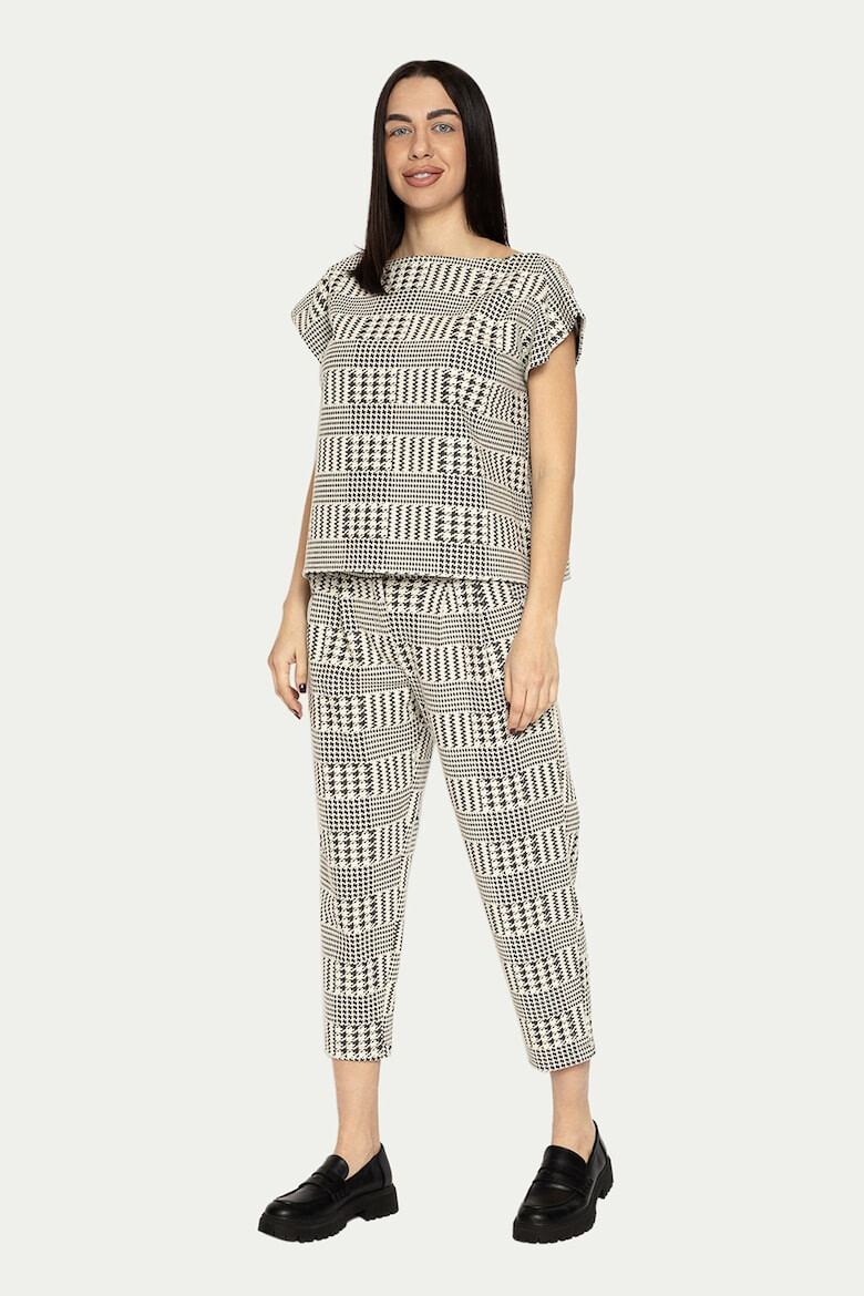 Antonia M Pantaloni cu imprimeu houndstooth - Pled.ro