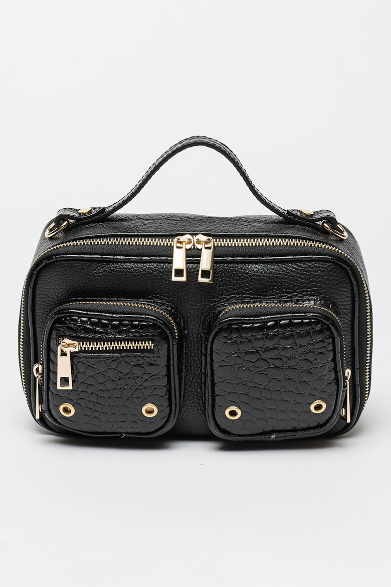 Antonia Moretti Geanta crossbody de piele cu garnituri cu aspect de piele de crocodil - Pled.ro