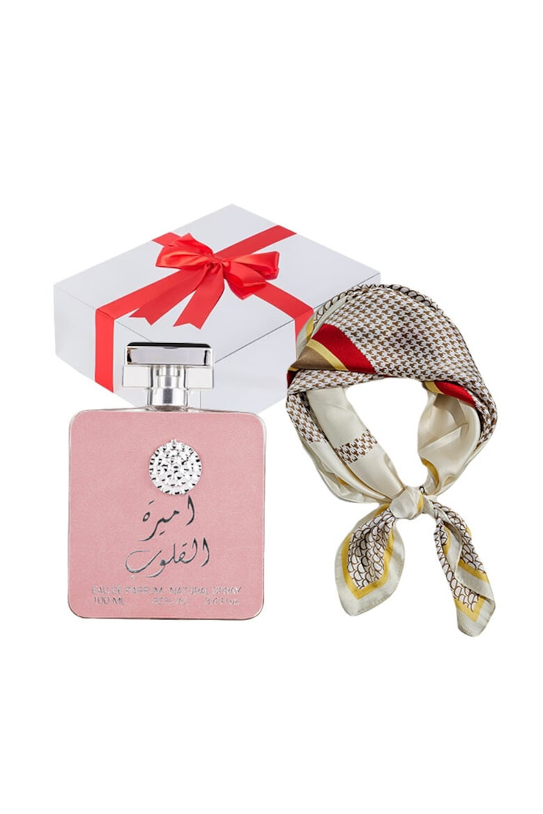 Ard Al Zaafaran Set Essence&Shawl Apa de parfum Ameer Al Quloob 100 ml + esarfa satinata + cutie cadou cu funda - Pled.ro