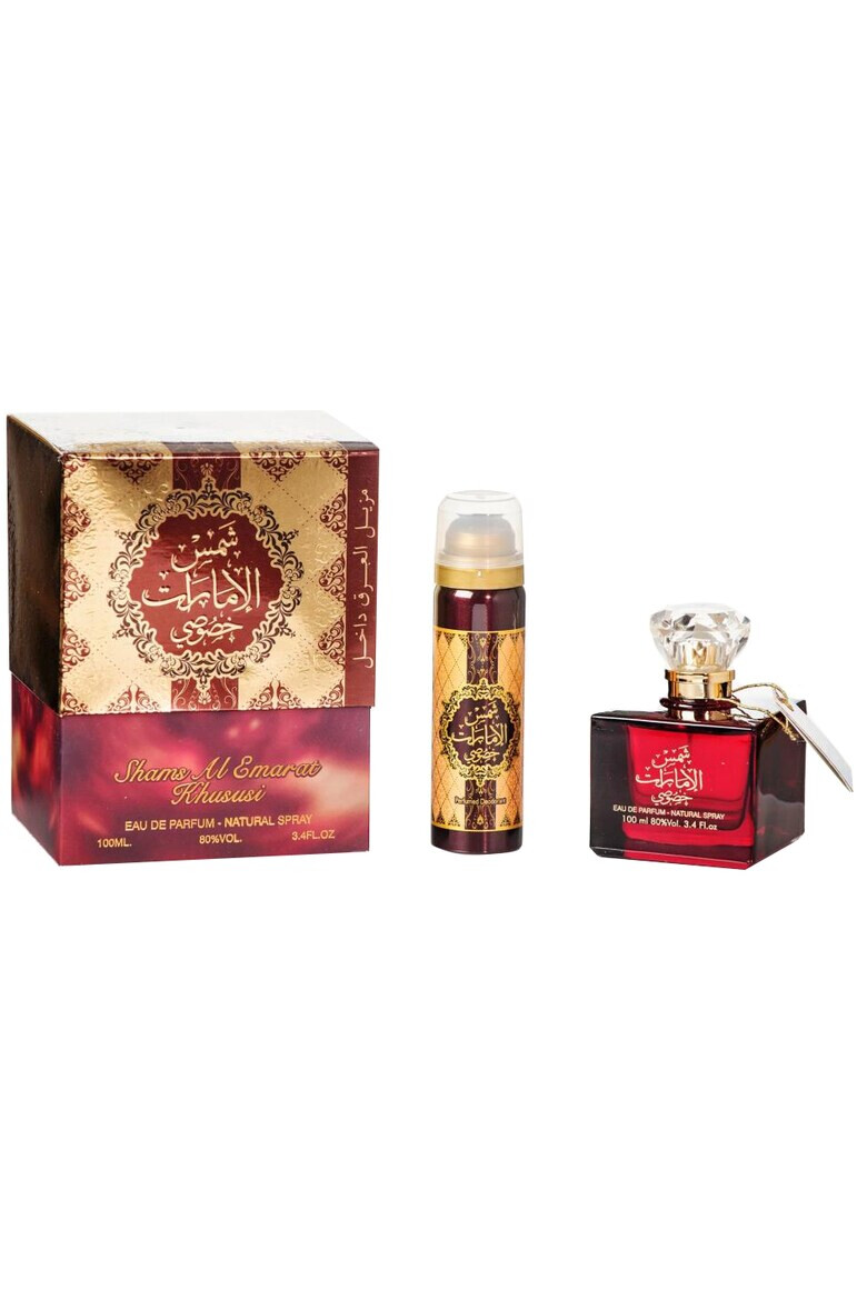 Ard Al Zaafaran Set Shams al Emarat Khususi Femei: Apa de Parfum 100 ml + Deodorant Spray 50 ml - Pled.ro