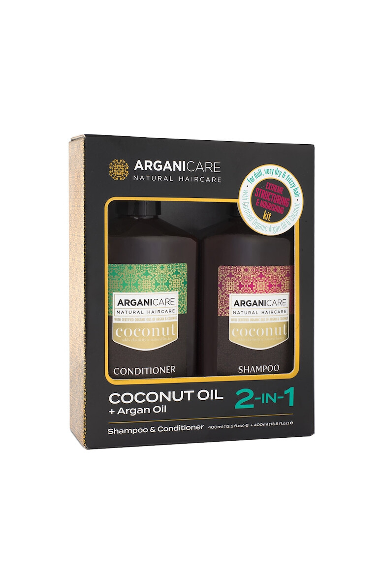 Arganicare Set Sampon & Balsam cu Ulei de Cocos si Ulei de Argan pentru par tern foarte uscat sau frizzy 400 ml x2 - Pled.ro