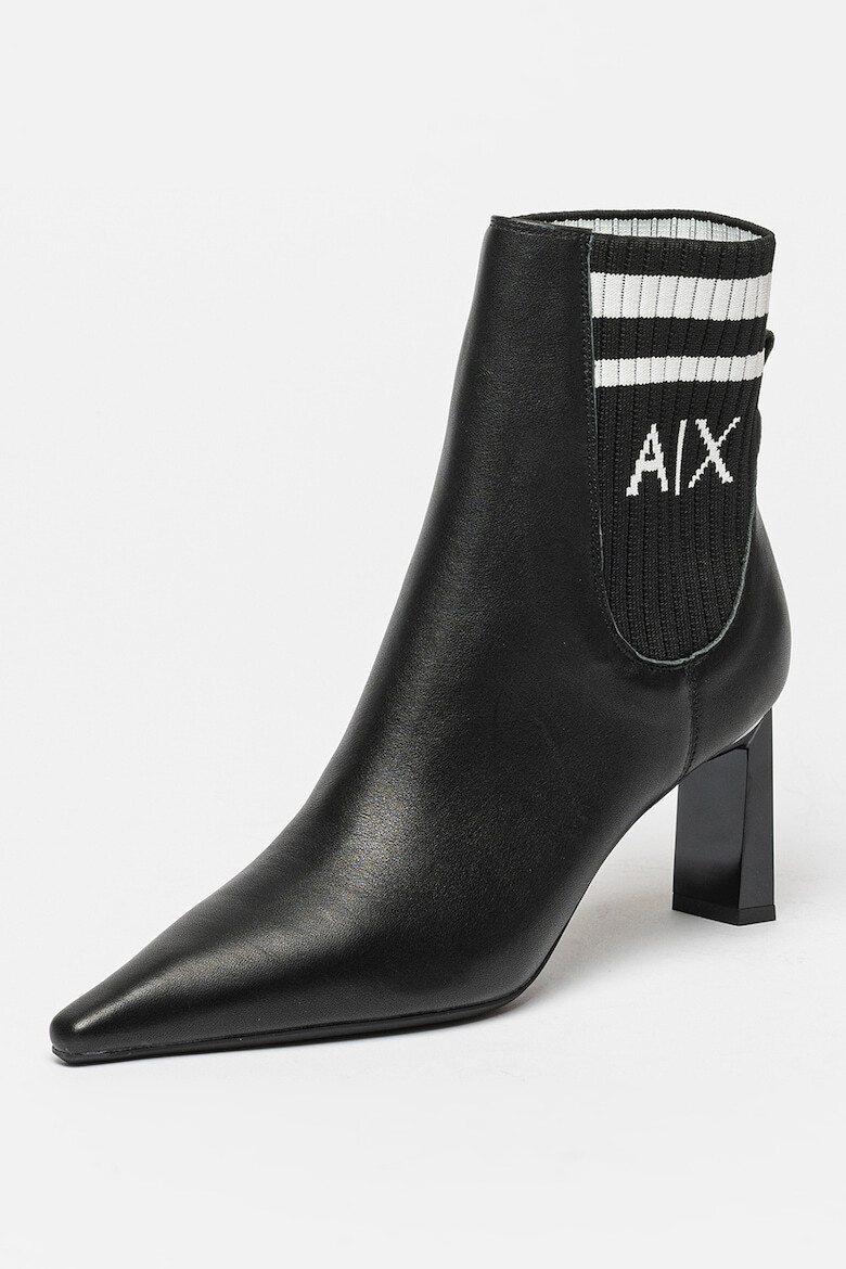 ARMANI EXCHANGE Botine de piele cu insertii striate - Pled.ro