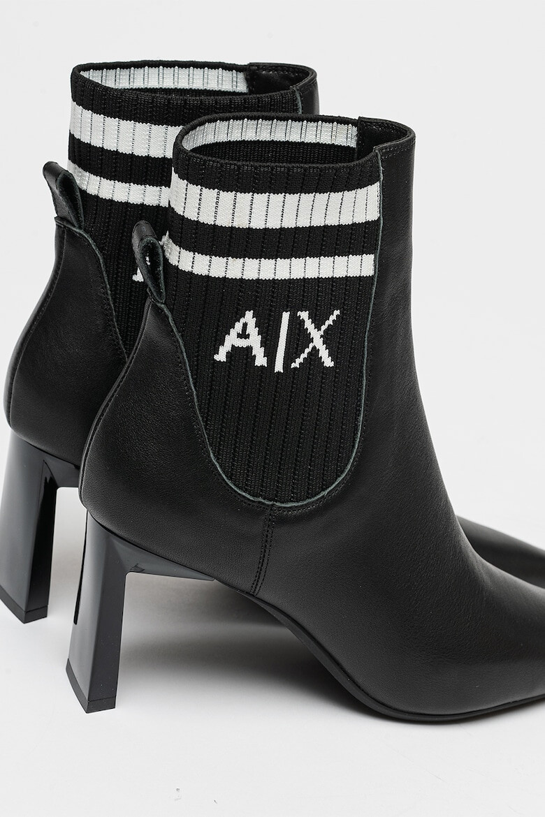 ARMANI EXCHANGE Botine de piele cu insertii striate - Pled.ro