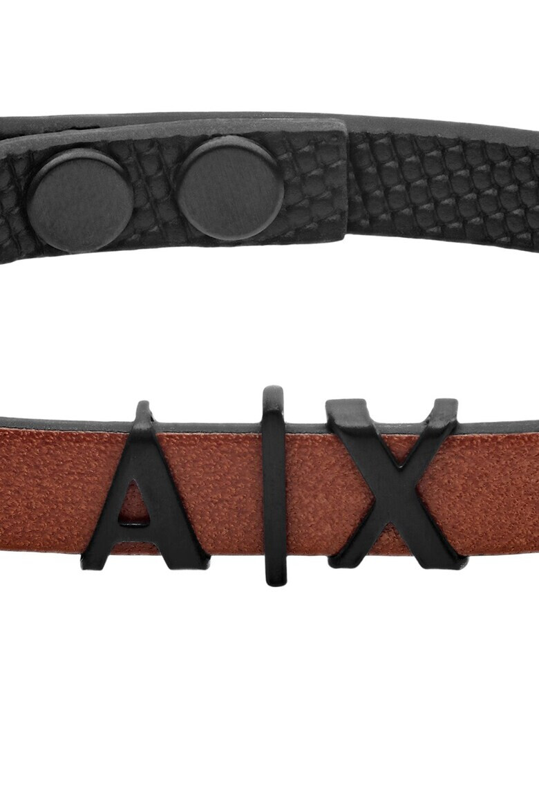 ARMANI EXCHANGE Bratara de piele cu logo de otel inoxidabil Logo Maro - Pled.ro