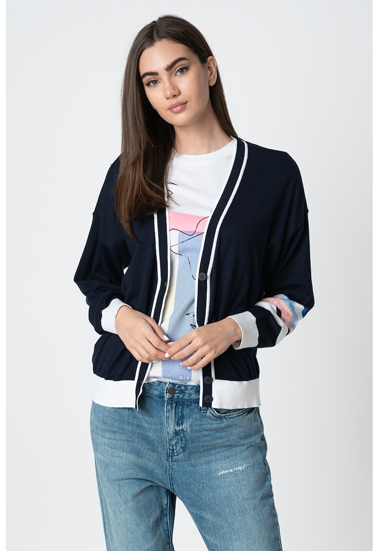 ARMANI EXCHANGE Cardigan cu decolteu in V si detaliu logo - Pled.ro