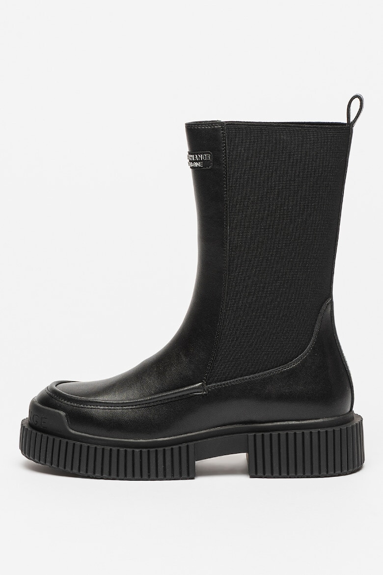 ARMANI EXCHANGE Cizme mid-calf de piele cu segmente din material textil - Pled.ro