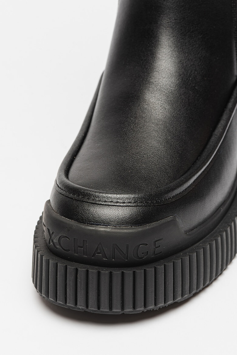 ARMANI EXCHANGE Cizme mid-calf de piele cu segmente din material textil - Pled.ro