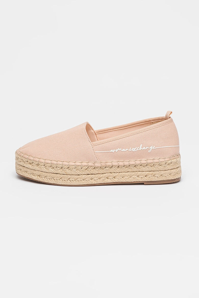 ARMANI EXCHANGE Espadrile flatform de panza cu logo - Pled.ro