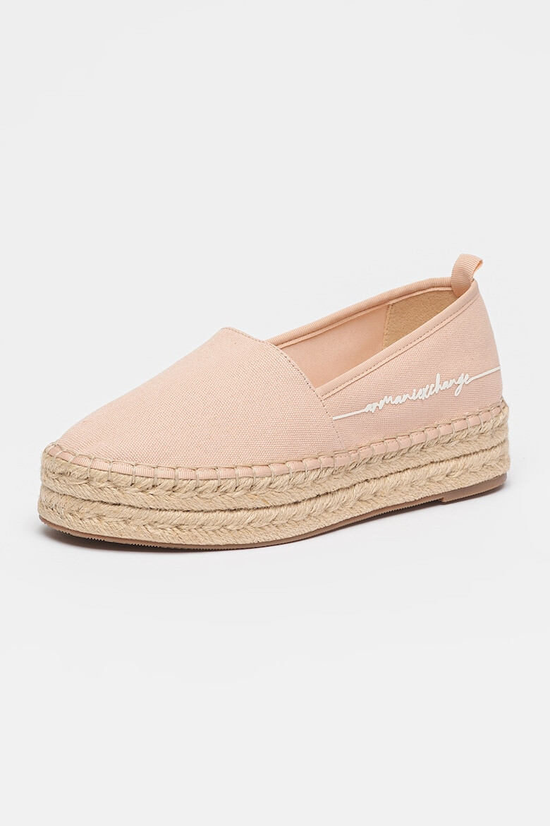 ARMANI EXCHANGE Espadrile flatform de panza cu logo - Pled.ro