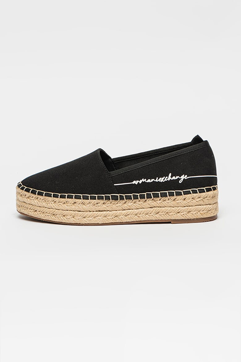 ARMANI EXCHANGE Espadrile flatform de panza cu logo - Pled.ro