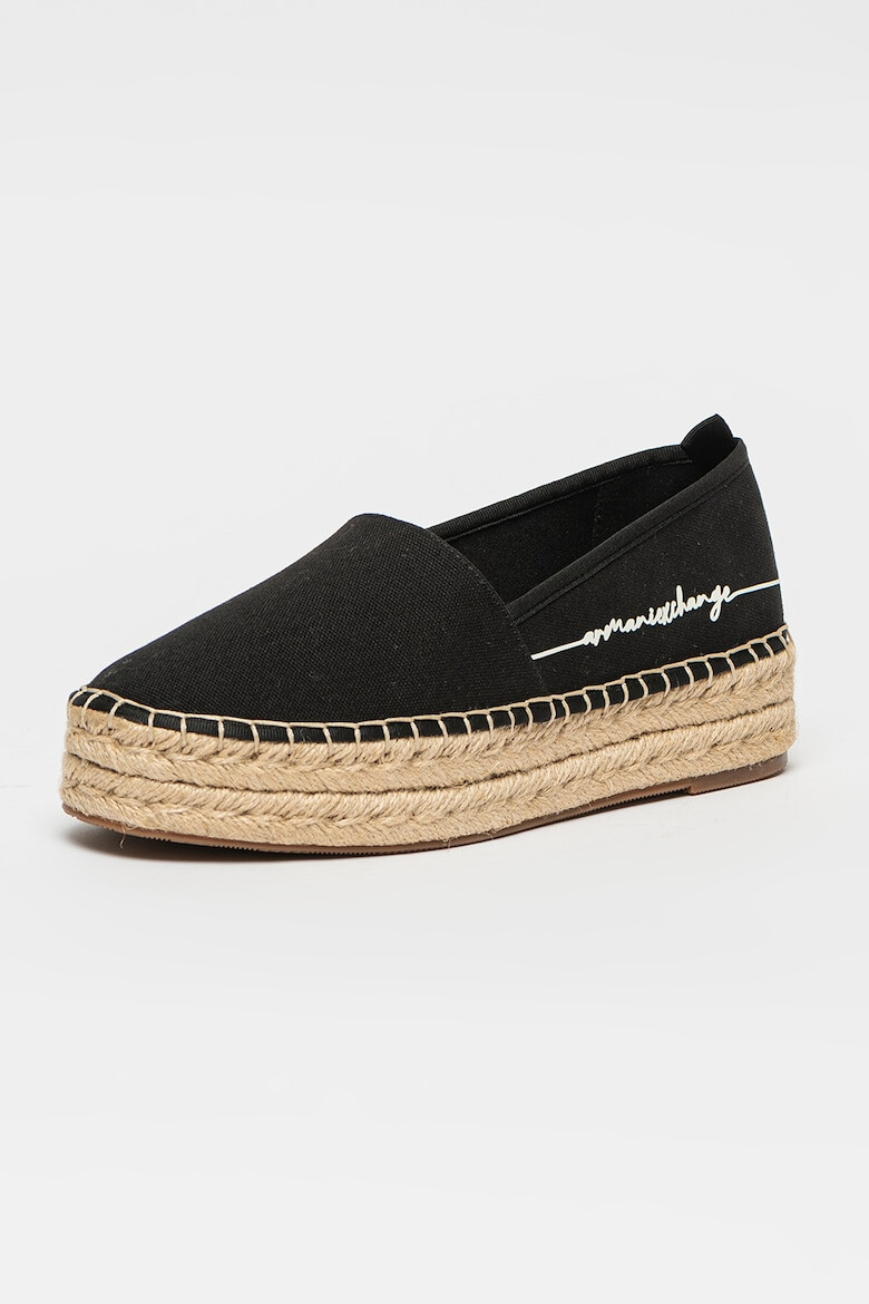 ARMANI EXCHANGE Espadrile flatform de panza cu logo - Pled.ro