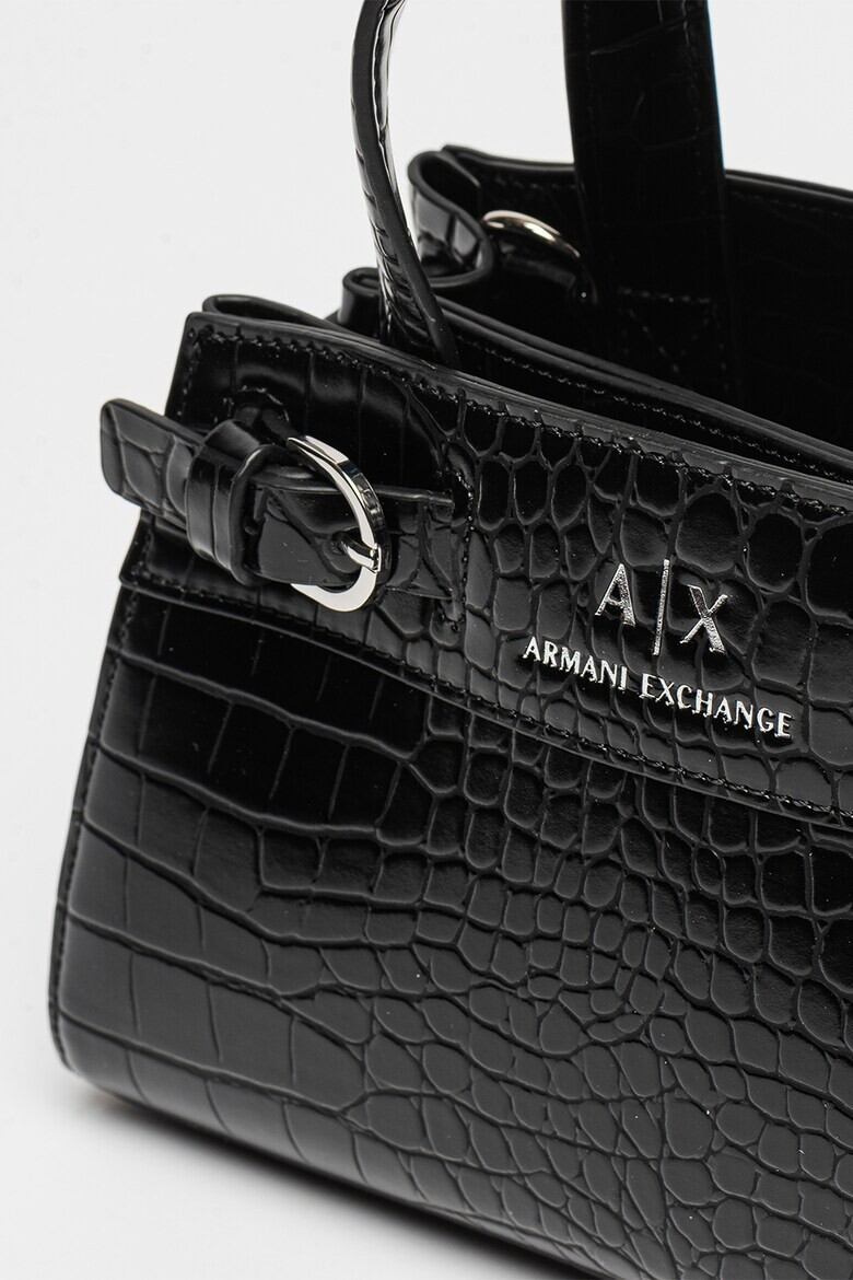 ARMANI EXCHANGE Geanta din piele ecologica cu maner si aspect de piele de crocodil - Pled.ro