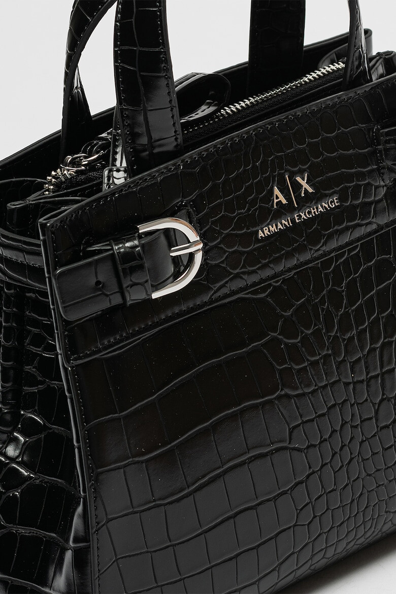 ARMANI EXCHANGE Geanta din piele ecologica cu maner si aspect de piele de crocodil - Pled.ro