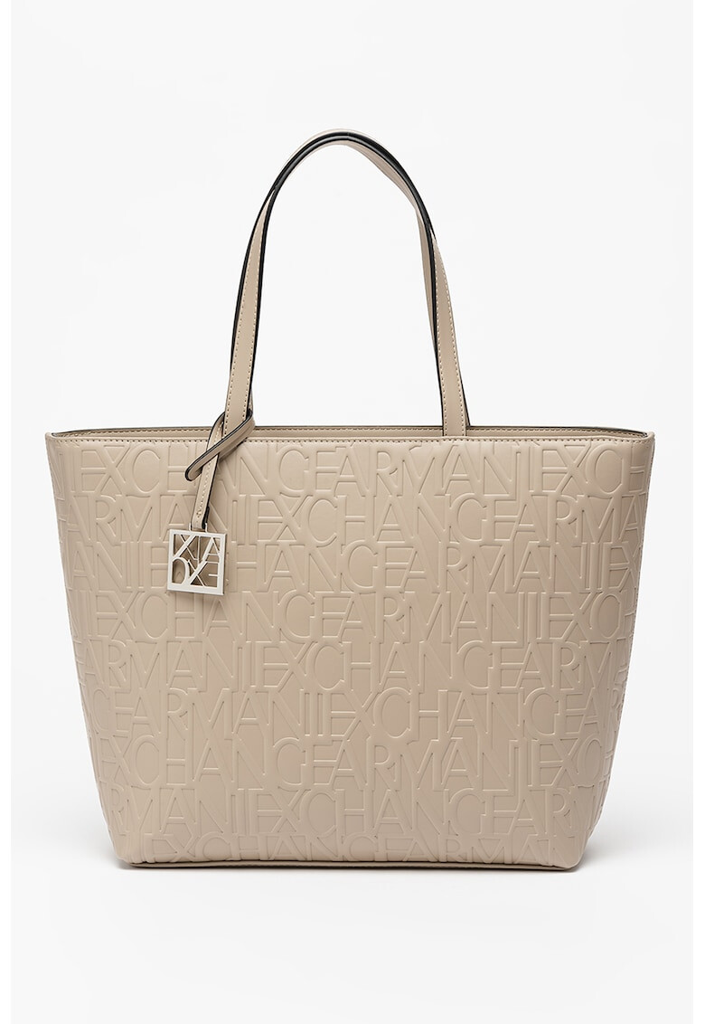 ARMANI EXCHANGE Geanta shopper de piele ecologica cu model logo in relief - Pled.ro