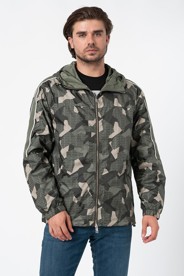 ARMANI EXCHANGE Jacheta usoara cu model camuflaj si logo - Pled.ro