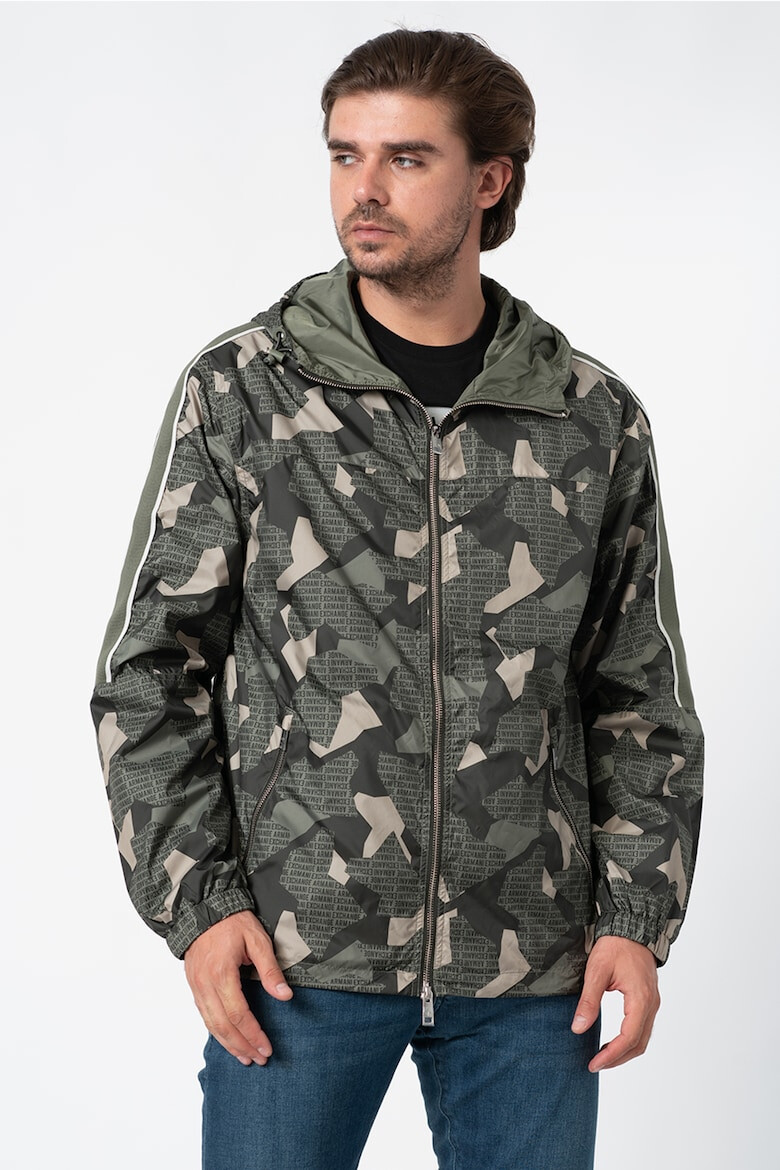 ARMANI EXCHANGE Jacheta usoara cu model camuflaj si logo - Pled.ro