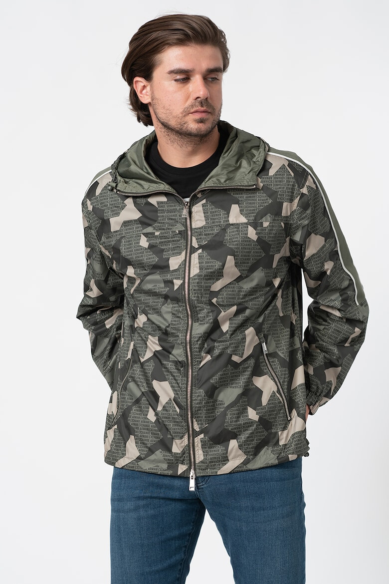 ARMANI EXCHANGE Jacheta usoara cu model camuflaj si logo - Pled.ro