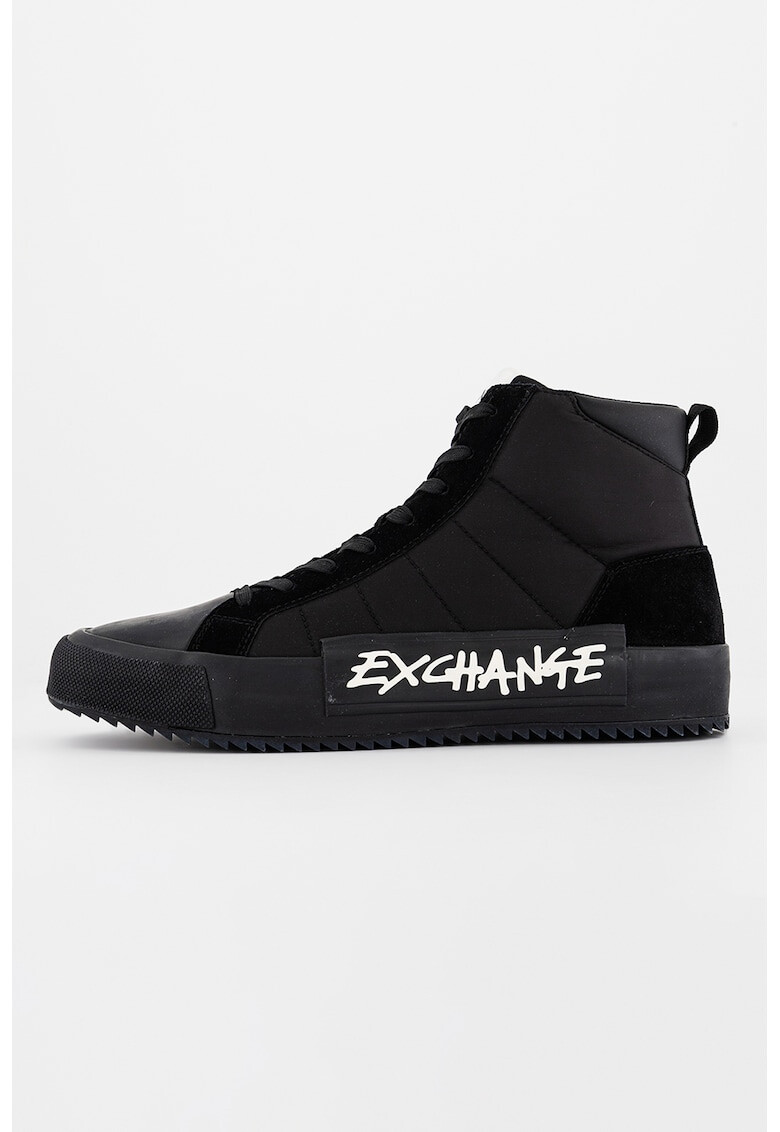 ARMANI EXCHANGE Pantofi sport cu talie inalta si insertii din piele intoarsa - Pled.ro