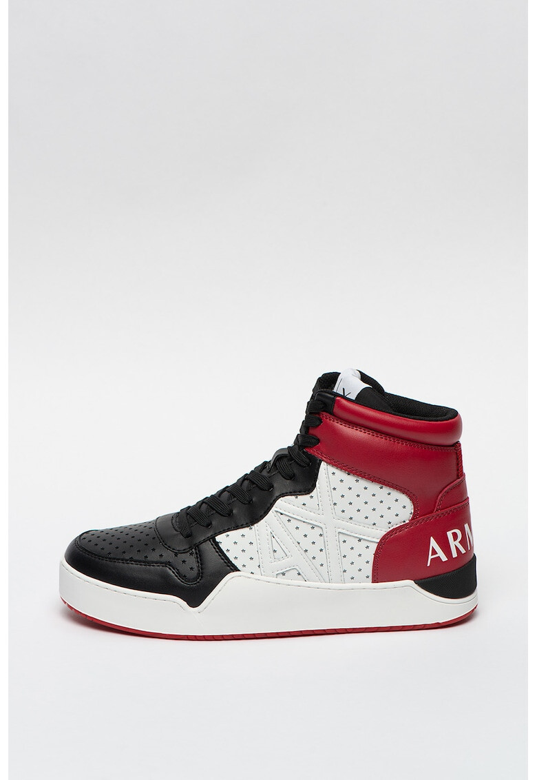 ARMANI EXCHANGE Pantofi sport high-top de piele ecologica cu perforatii Star - Pled.ro