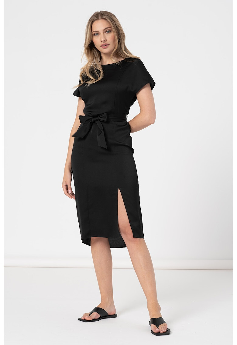 ARMANI EXCHANGE Rochie midi cu slit frontal si cordon in talie - Pled.ro