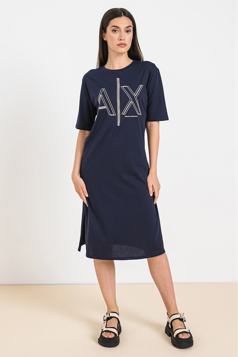 ARMANI EXCHANGE Rochie-tricou cu imprimeu logo si slituri laterale - Pled.ro