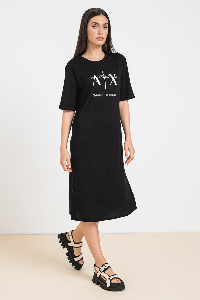 ARMANI EXCHANGE Rochie-tricou cu imprimeu logo si slituri laterale - Pled.ro