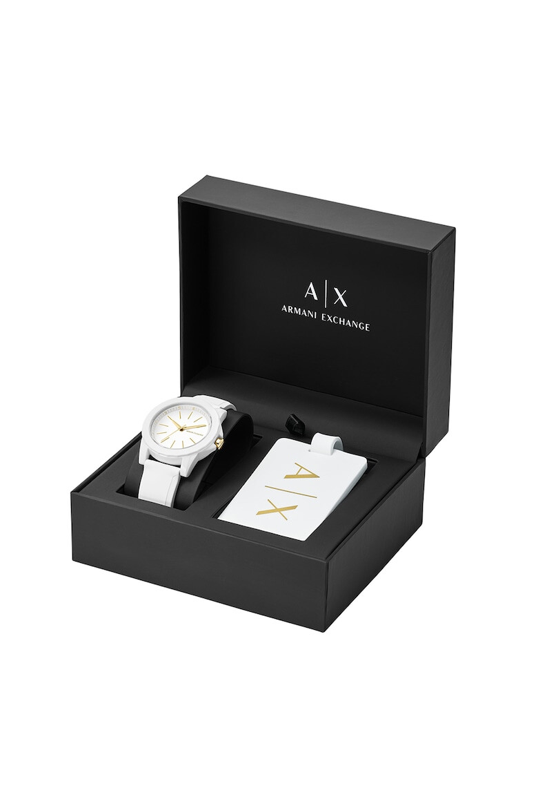 ARMANI EXCHANGE Set de ceas cu o curea de silicon si eticheta pentru bagaj - Pled.ro