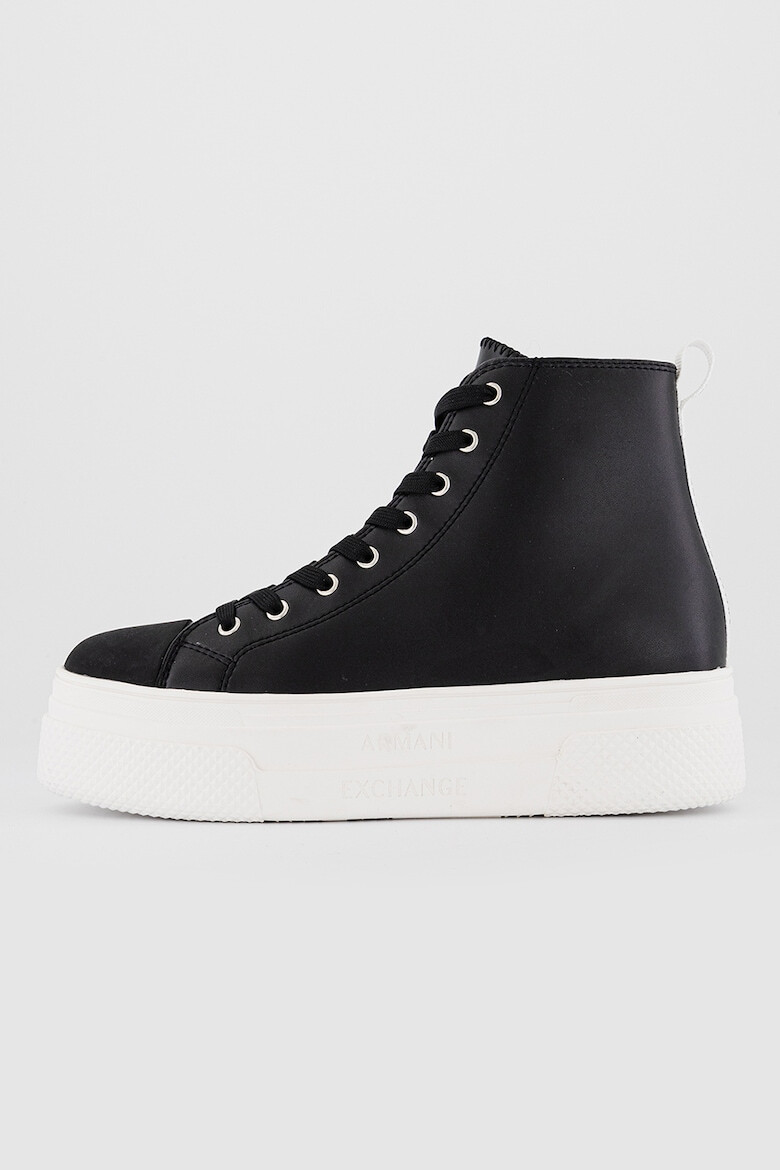 ARMANI EXCHANGE Tenisi mid-high flatform din piele - Pled.ro