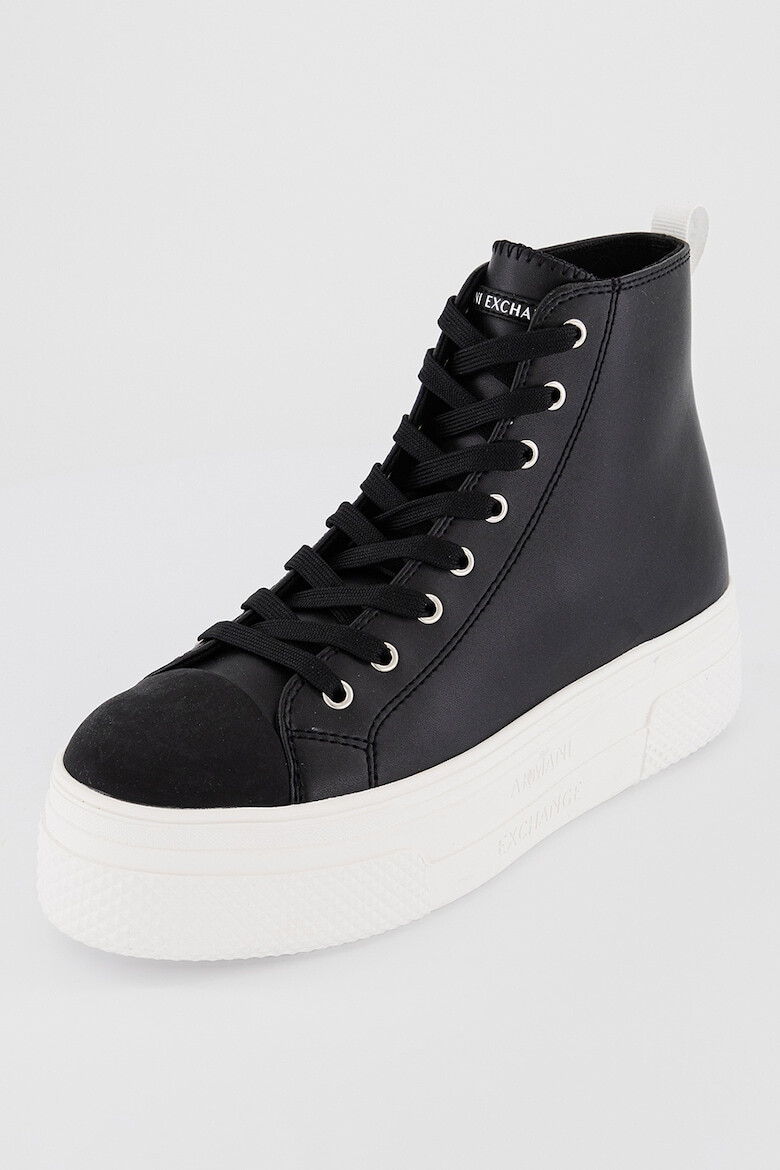 ARMANI EXCHANGE Tenisi mid-high flatform din piele - Pled.ro