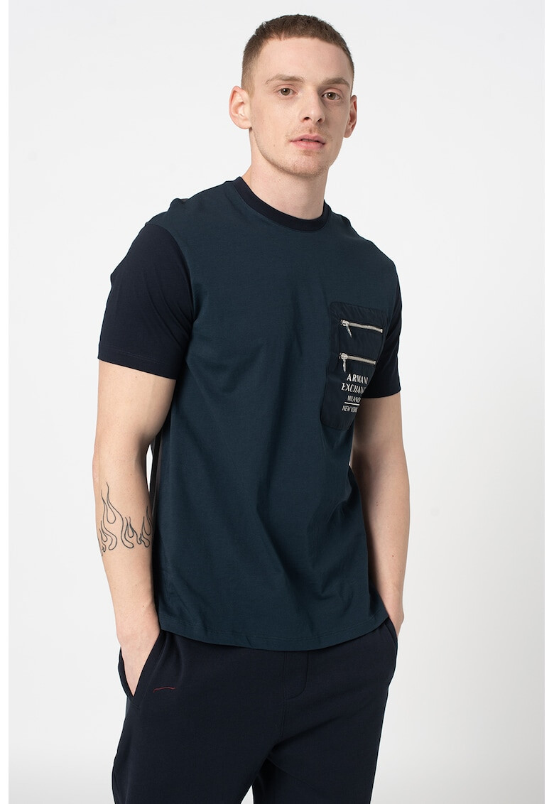 ARMANI EXCHANGE Tricou cu buzunar cu fermoar pe piept - Pled.ro