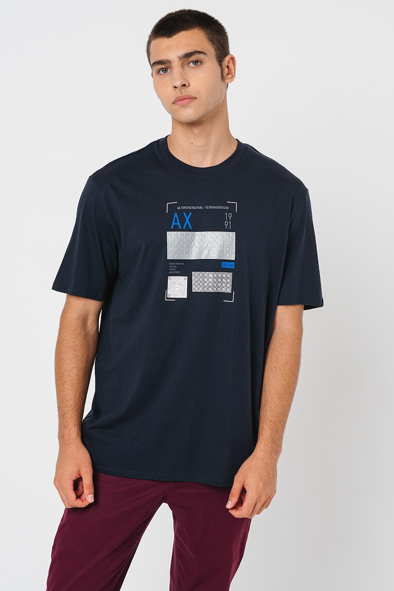 ARMANI EXCHANGE Tricou cu decolteu la baza gatului si logo - Pled.ro