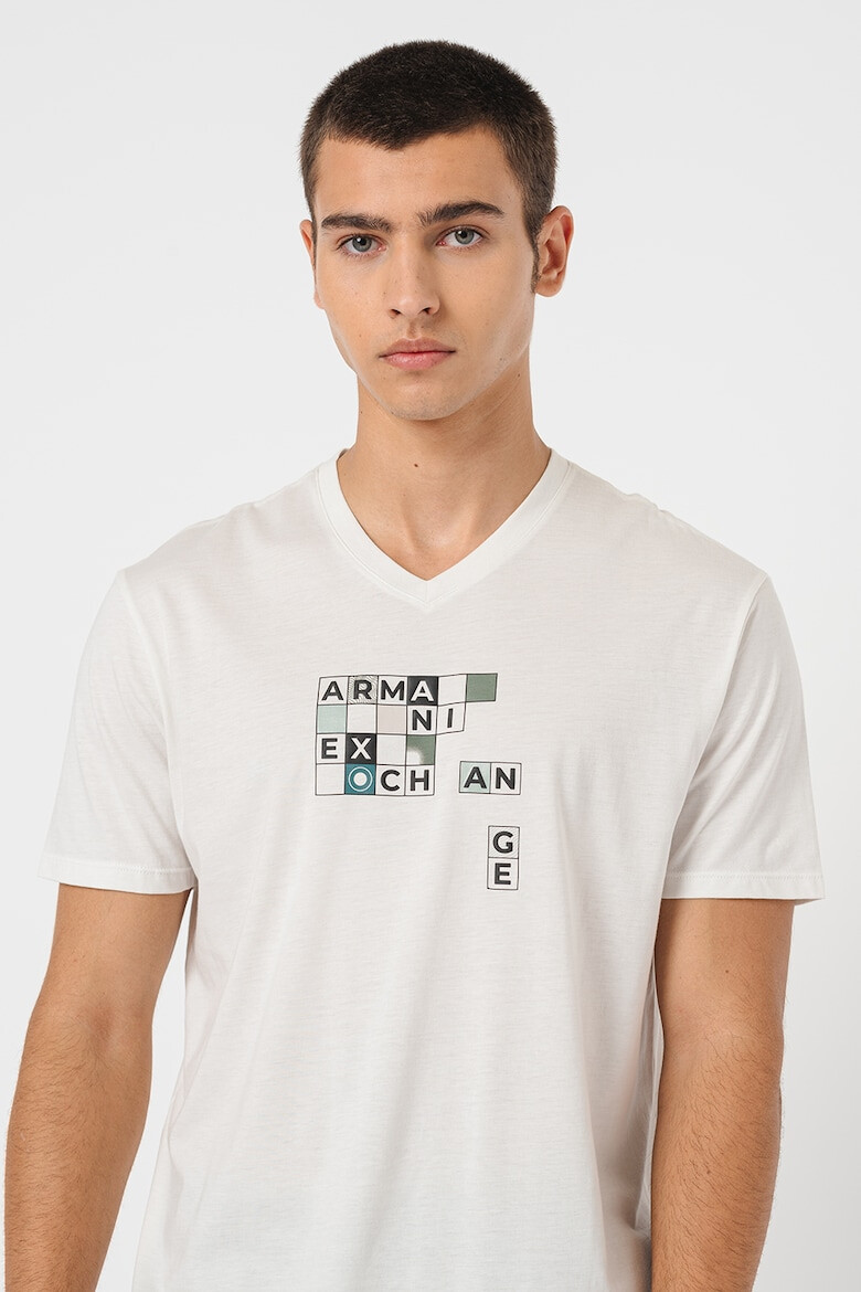 ARMANI EXCHANGE Tricou de bumbac cu decolteu in V - Pled.ro