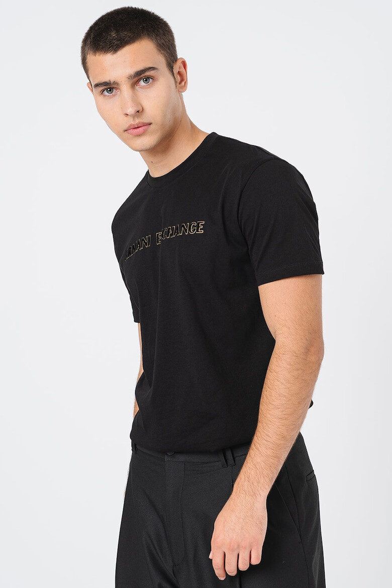 ARMANI EXCHANGE Tricou de bumbac cu decolteu la baza gatului - Pled.ro