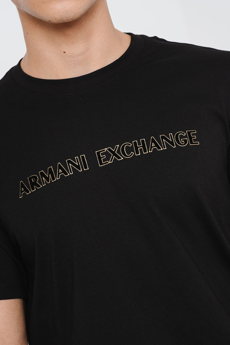 ARMANI EXCHANGE Tricou de bumbac cu decolteu la baza gatului - Pled.ro