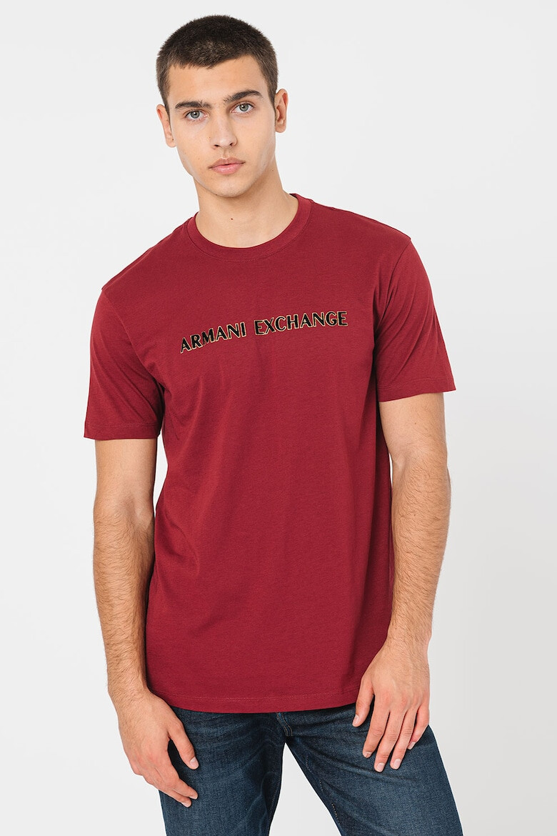 ARMANI EXCHANGE Tricou de bumbac cu decolteu la baza gatului - Pled.ro