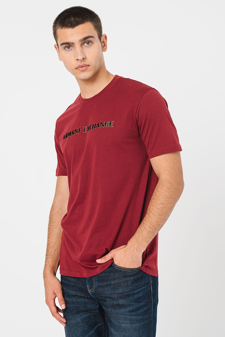 ARMANI EXCHANGE Tricou de bumbac cu decolteu la baza gatului - Pled.ro