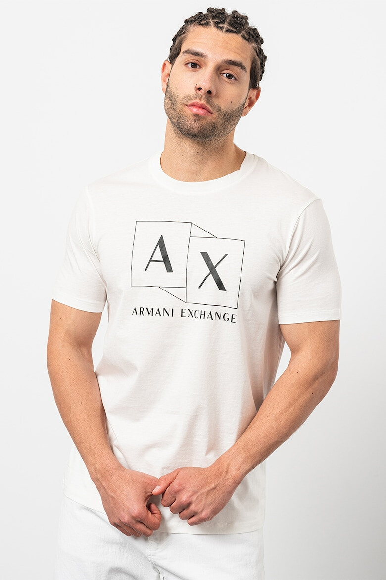 ARMANI EXCHANGE Tricou de bumbac cu decolteu la baza gatului - Pled.ro