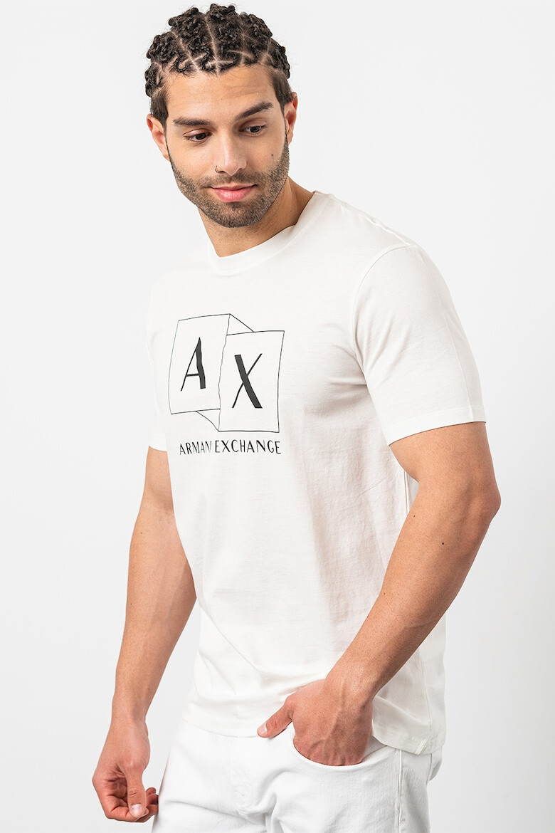 ARMANI EXCHANGE Tricou de bumbac cu decolteu la baza gatului - Pled.ro