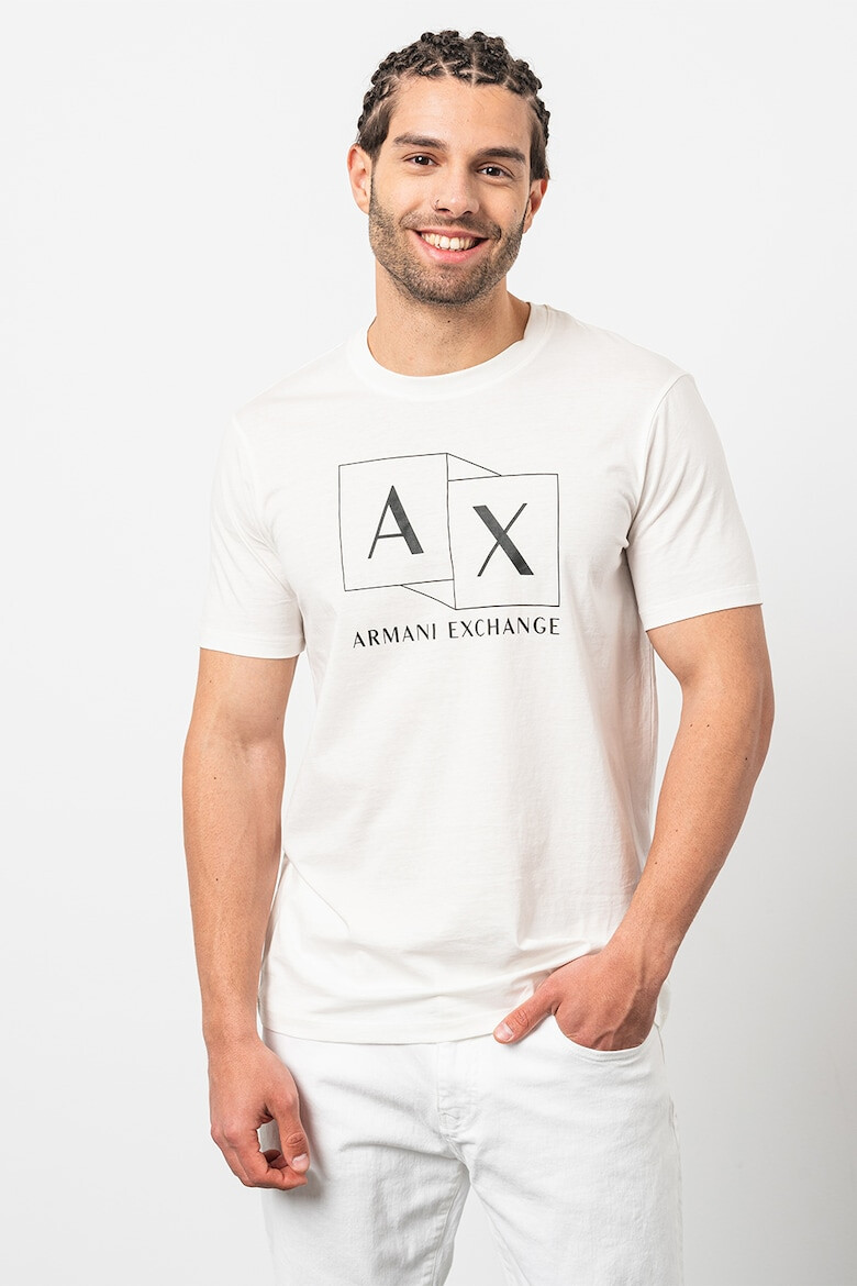 ARMANI EXCHANGE Tricou de bumbac cu decolteu la baza gatului - Pled.ro